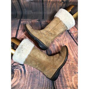 UGG Karyn Tan Suede Shearling Cuff Boots 1005449 Womens 6 (T5k